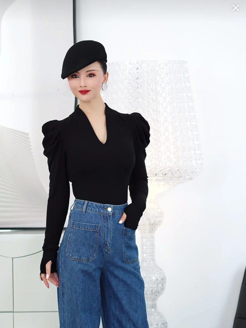 【RZ】气质女王——修身泡泡长袖上衣
