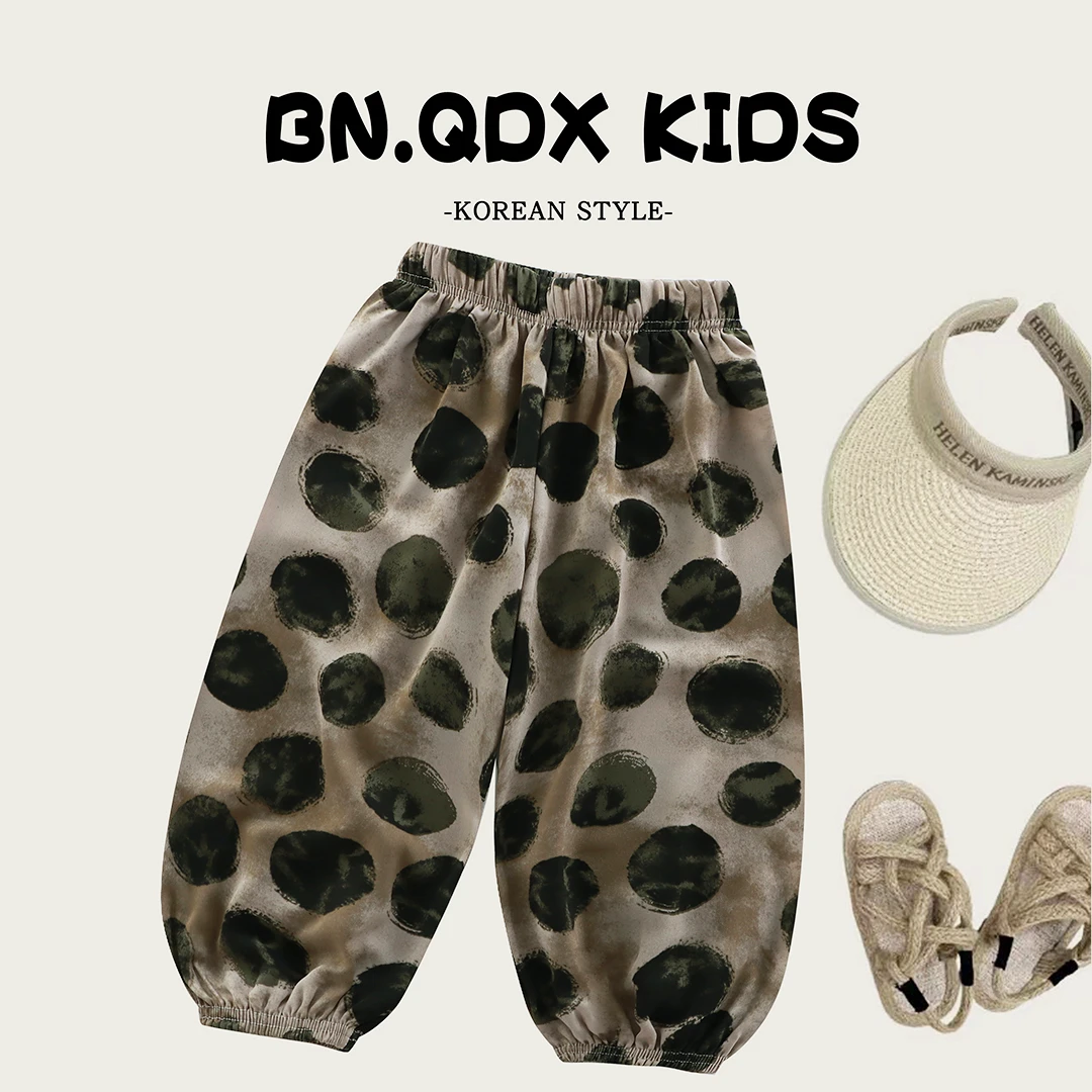 夏季2024儿童时尚薄款裤子洋气儿童节童装宝宝宽松印花小童防蚊裤