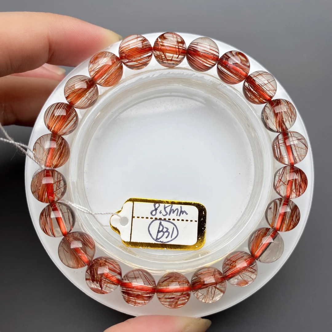 巴西天然铜发晶手链女款金发红发顺发水晶手串男士高净多样性发一