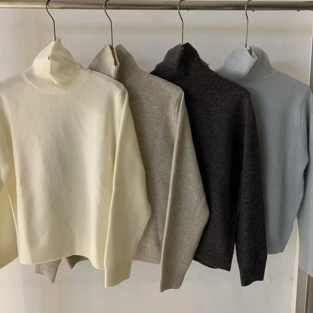 冬季百搭加厚高领毛针织衫