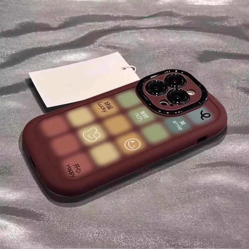 晕染彩色格子适用苹果15promax手机壳硅胶防摔iphone14plus全包13