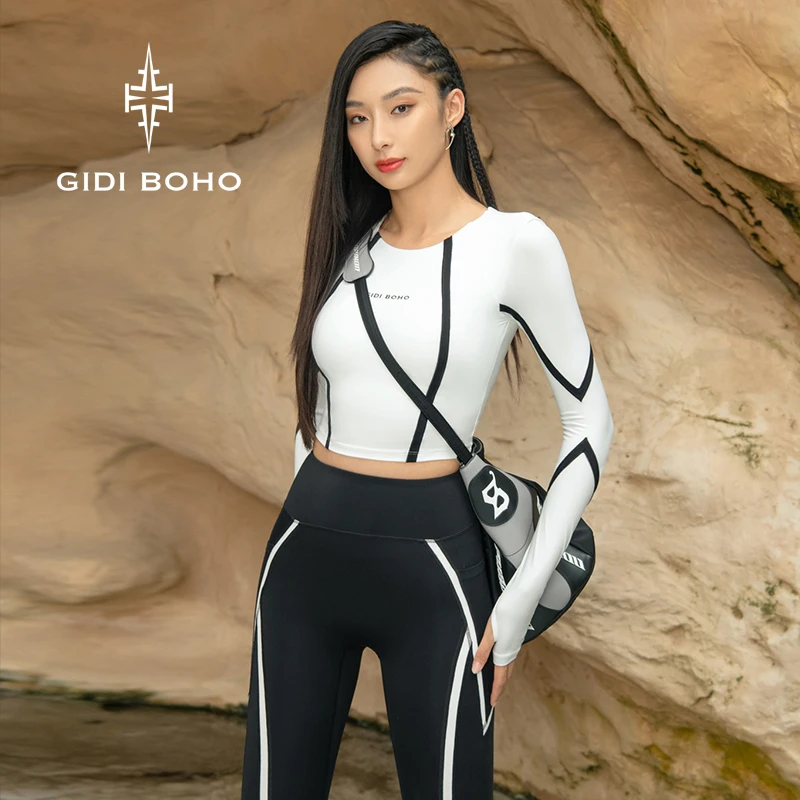 GIDI BOHO/极地薄荷新款显瘦高腰户外运动健身服女瑜伽服修身休闲
