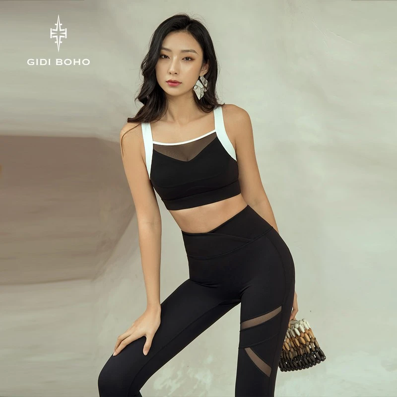 GIDI BOHO/极地薄荷夏季2023新款黑色速干紧身美背运动瑜伽女