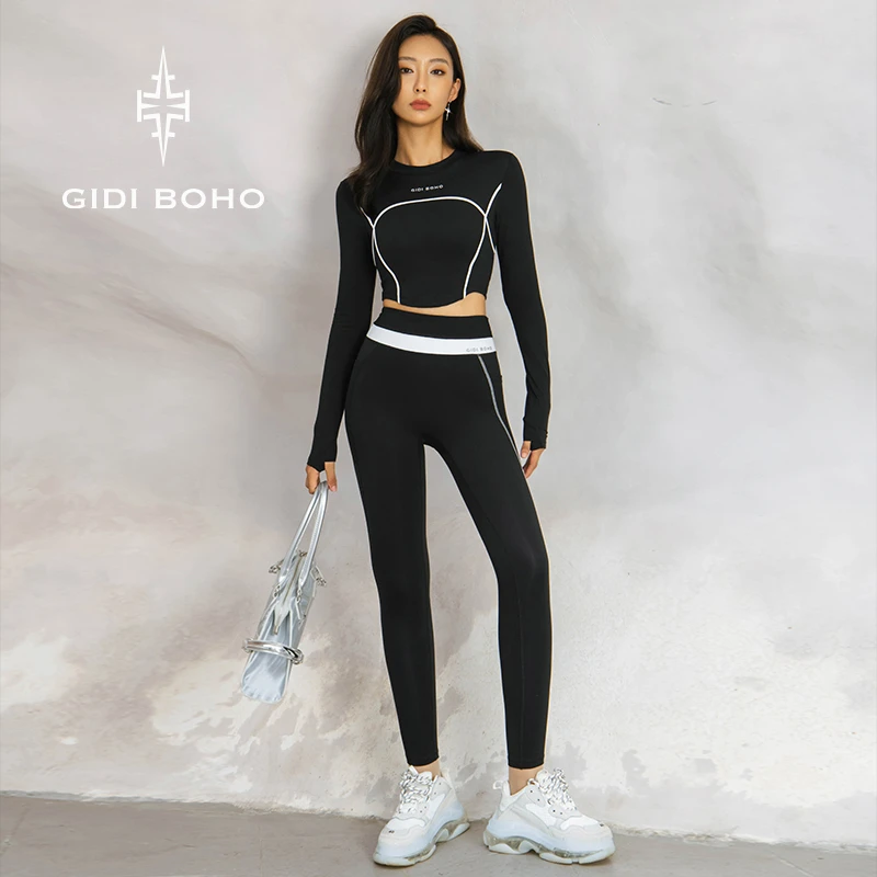 GIDI BOHO/极地薄荷冬季显瘦长袖运动户外健身瑜伽裤