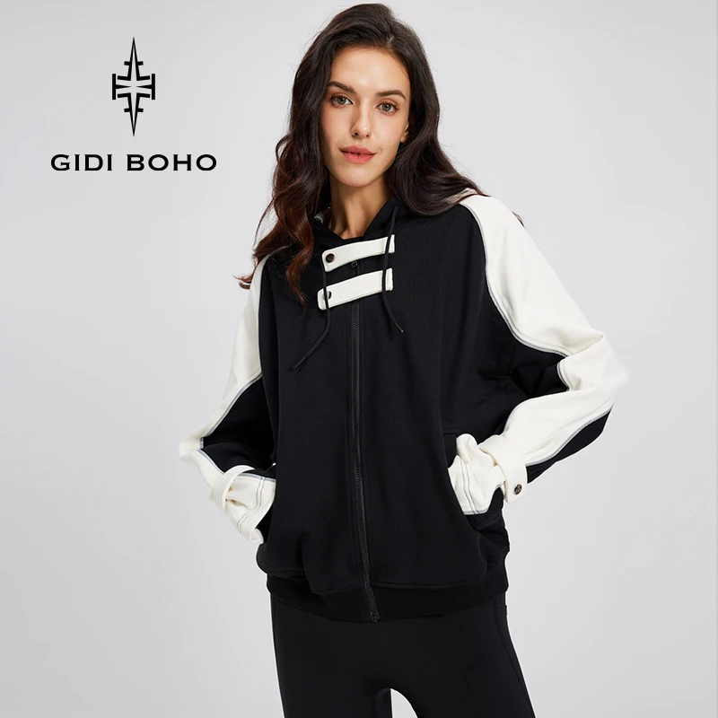GIDI BOHO/极地薄荷秋冬休闲宽松连帽上衣时尚运动户外保暖外套女