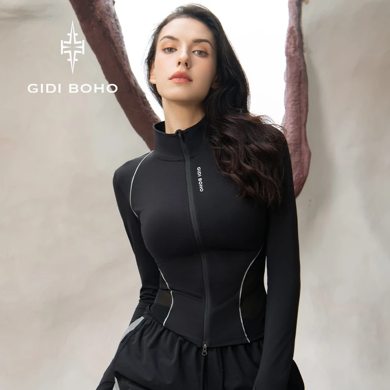 GIDI BOHO/极地薄荷初秋休闲时尚户外运动弹力修身健身瑜伽外套女