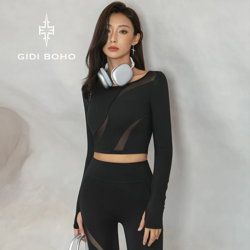 GIDI BOHO/极地薄荷秋冬新款时尚户外速干透气运动健身瑜伽服上衣