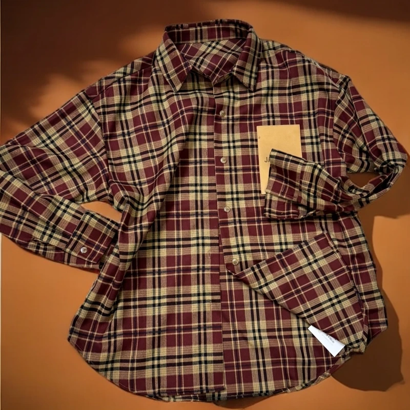 宽松时尚红格子衬衣9608