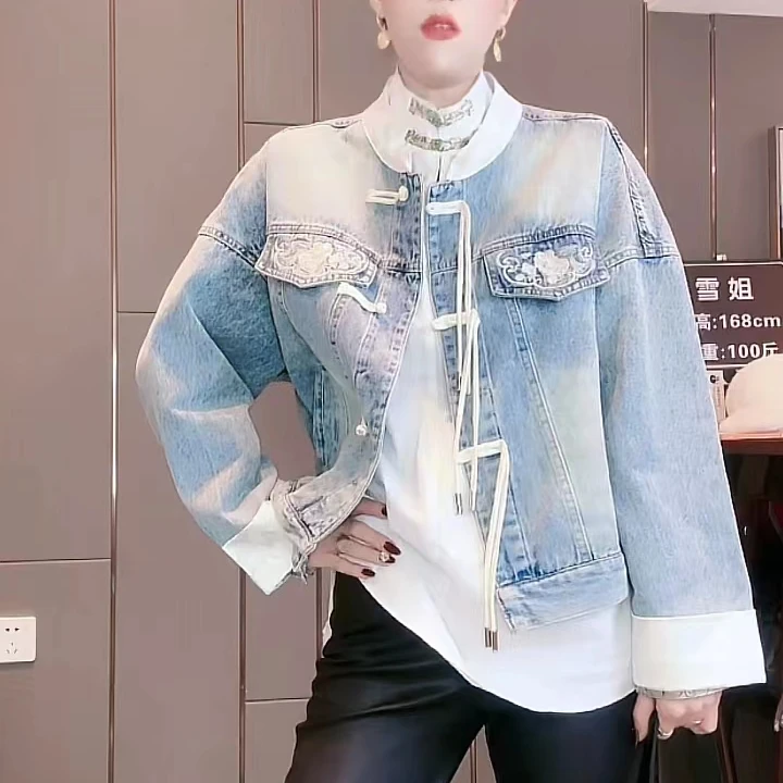 新中式国风牛仔外套8322
