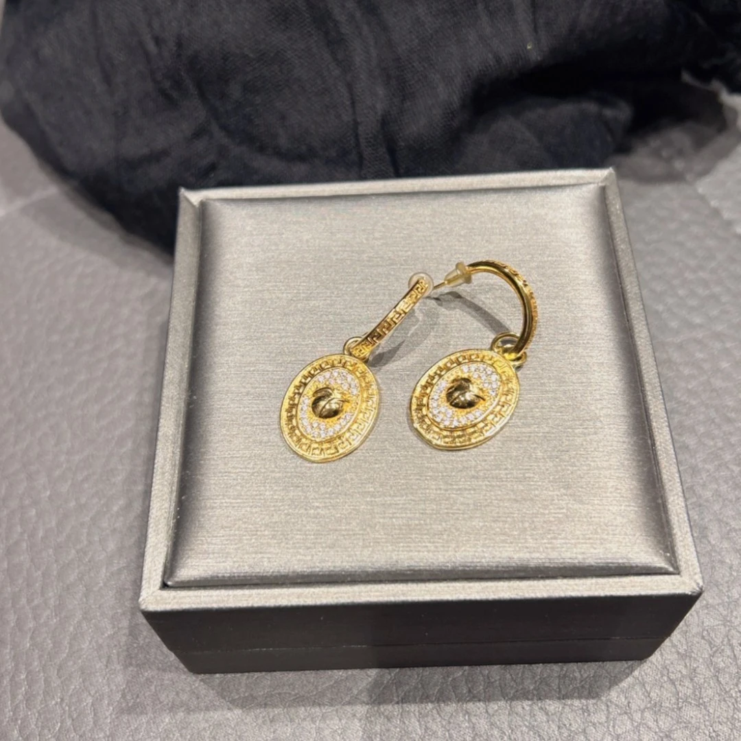 铜合金耳饰 铜合金闪钻小众时尚气质百搭复古精致镶钻简约耳环