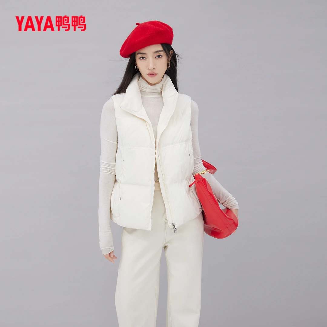 鸭鸭保暖加厚秋冬百搭女运动休闲宽松短款羽绒马甲-CBY