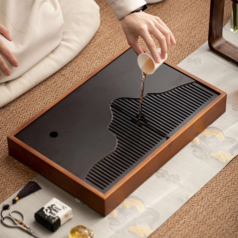 晟翔茶盘简约日式茶具家用茶海客厅储水式干泡实木简约小茶台