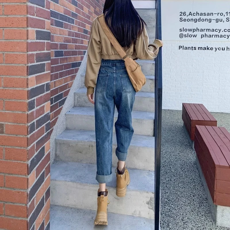 孕妇裤子春秋款外穿大码牛仔裤2023新款秋冬款休闲打底老爹裤秋季