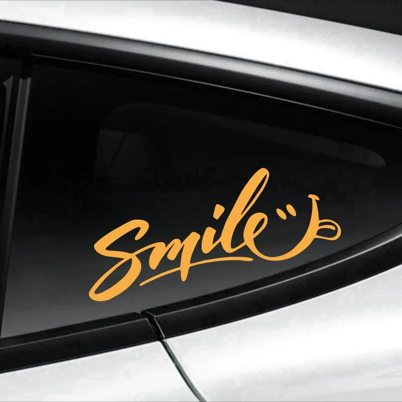 汽车创意个性英文字smile微笑脸三角窗侧窗车贴运动反光装饰贴