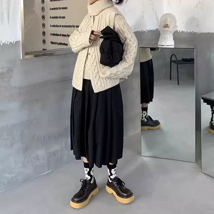 复古厚底大头小皮鞋女春秋新款真皮圆头休闲单鞋