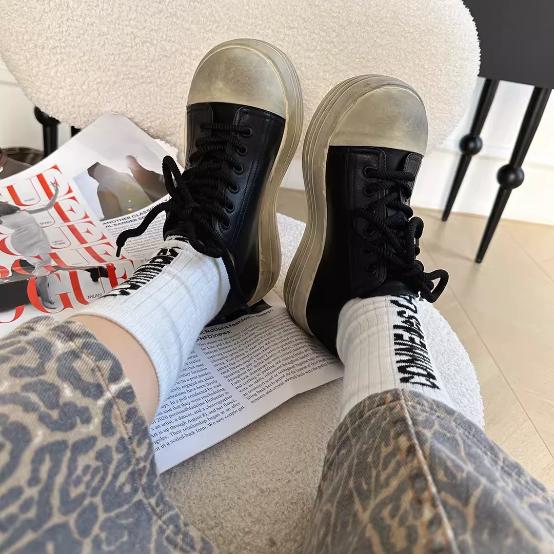 【米奇升级版】厚底大头鞋丑萌可爱圆头系带休闲鞋