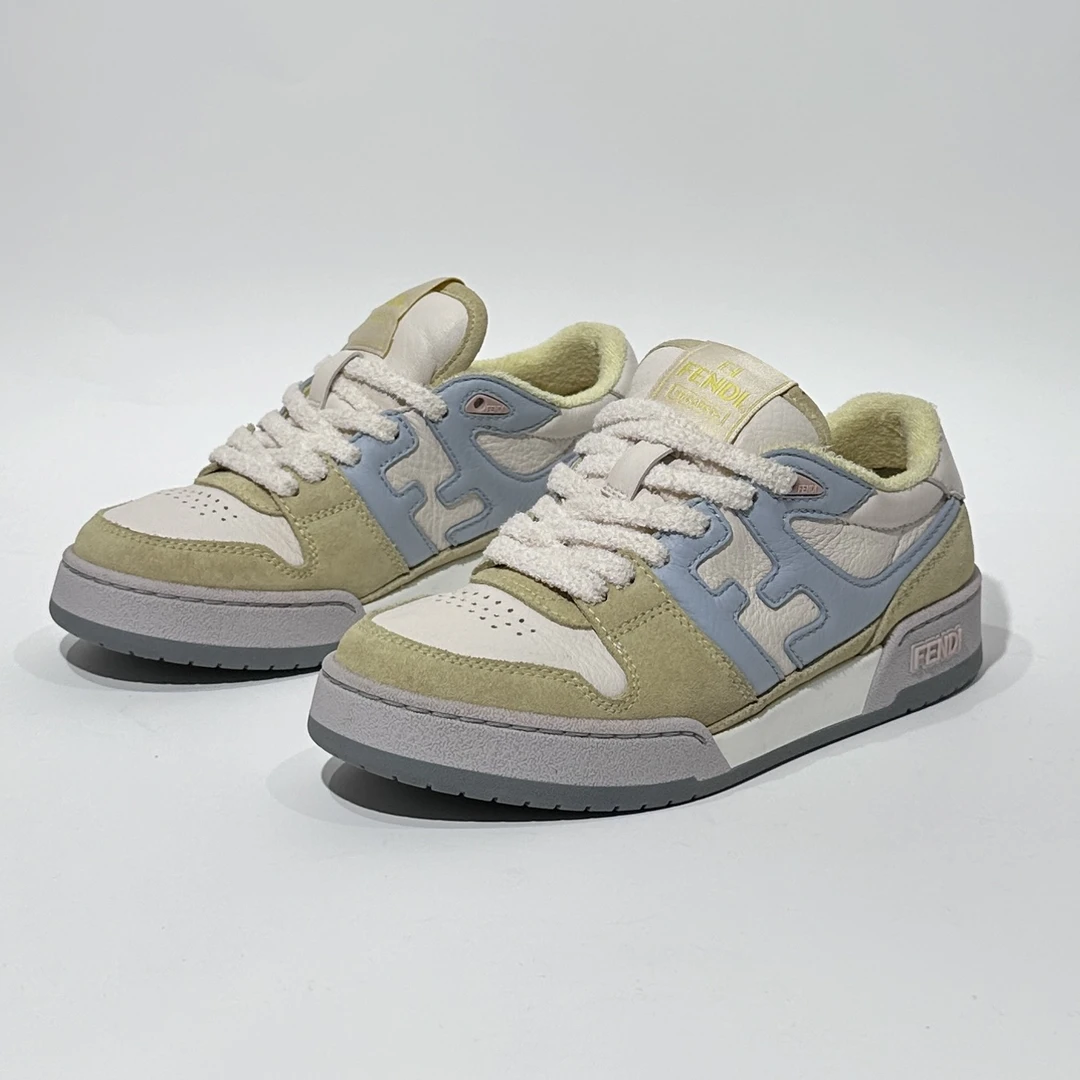 95新 FENDI/芬迪 35码 Match 白黄时尚板鞋/MLC01418