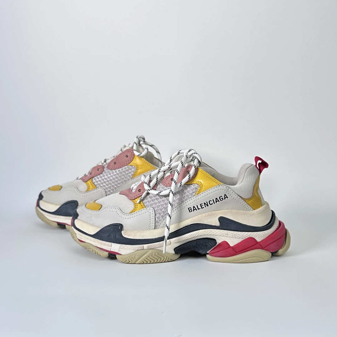 37码/95新/Balenciaga/巴黎世家 TripleS 粉黄老爹鞋/ML0007