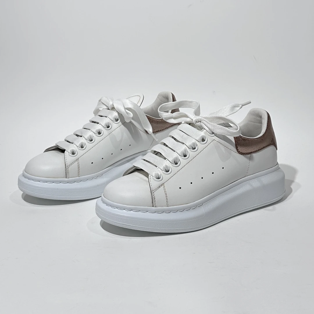 36.5码/95新/Alexander McQueen/麦昆 香槟金尾时尚小白鞋/ML1247