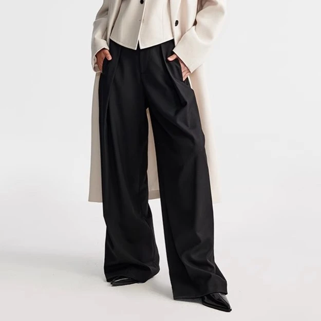 RoseLingLing轻薄干爽 春夏版修腿神裤显腿长百搭随性收腰阔腿裤