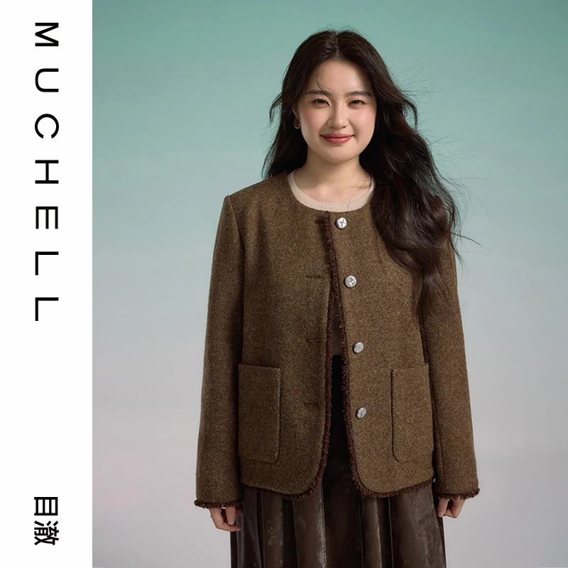 b1经典圆领复古法式小香风气质花呢短外套MDR3WD6575