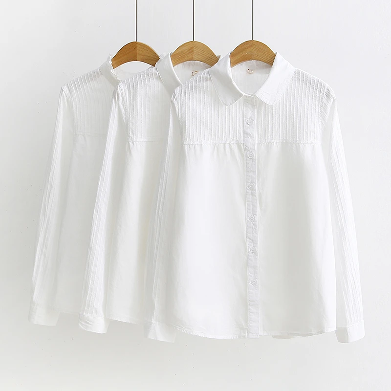 新款秋小众设计感拼接纯棉长袖衬衣时尚百搭外穿内搭洋气别致衬衫