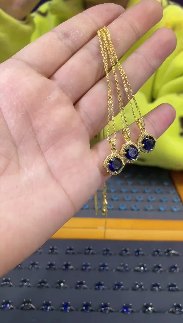 【闪购商品】蓝宝石颈饰银S925镶嵌036