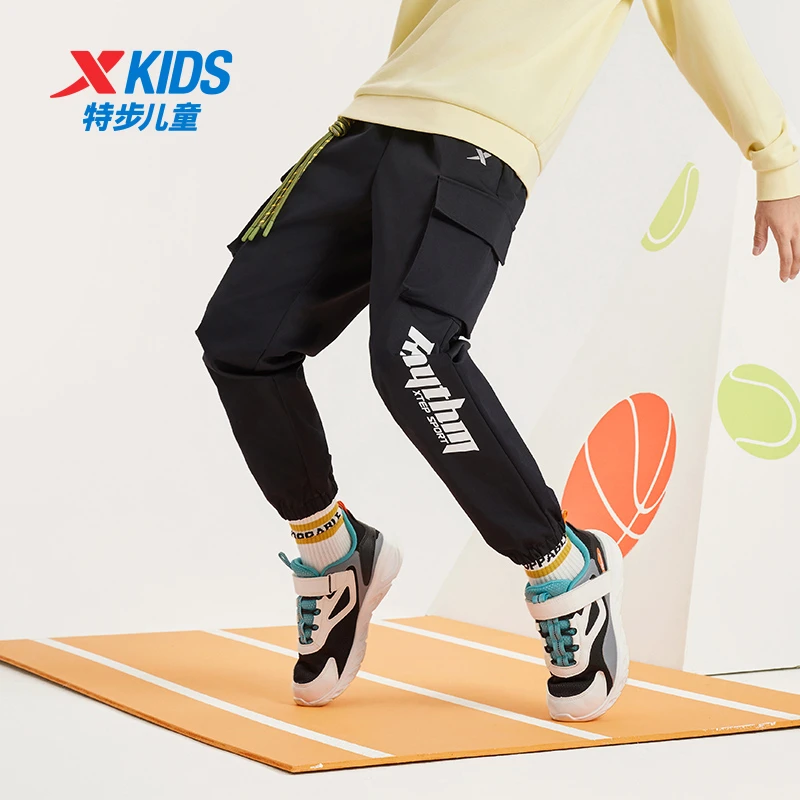 特步儿童秋季新款工装裤中大童宽松时尚百搭运动长裤677326669156