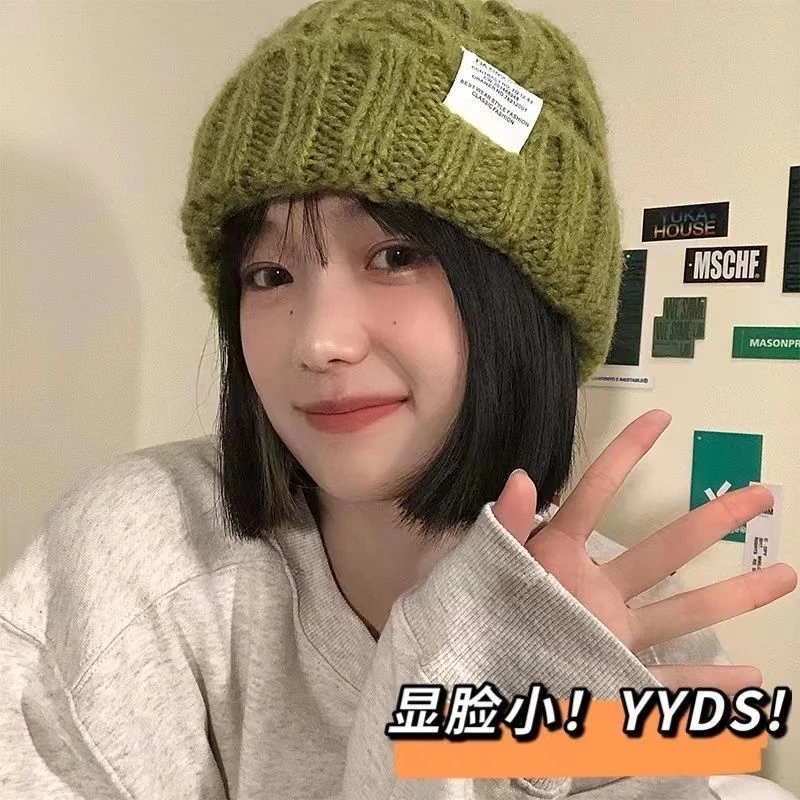 主播自留款~糖果色麻花毛线帽女冬季保暖复古休闲针织帽子护耳帽