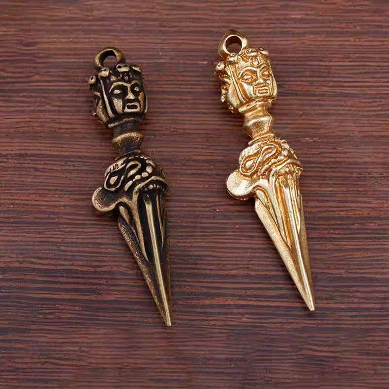 尼泊尔工艺藏传纯铜金刚吊坠挂件一字杵撅精致带绳