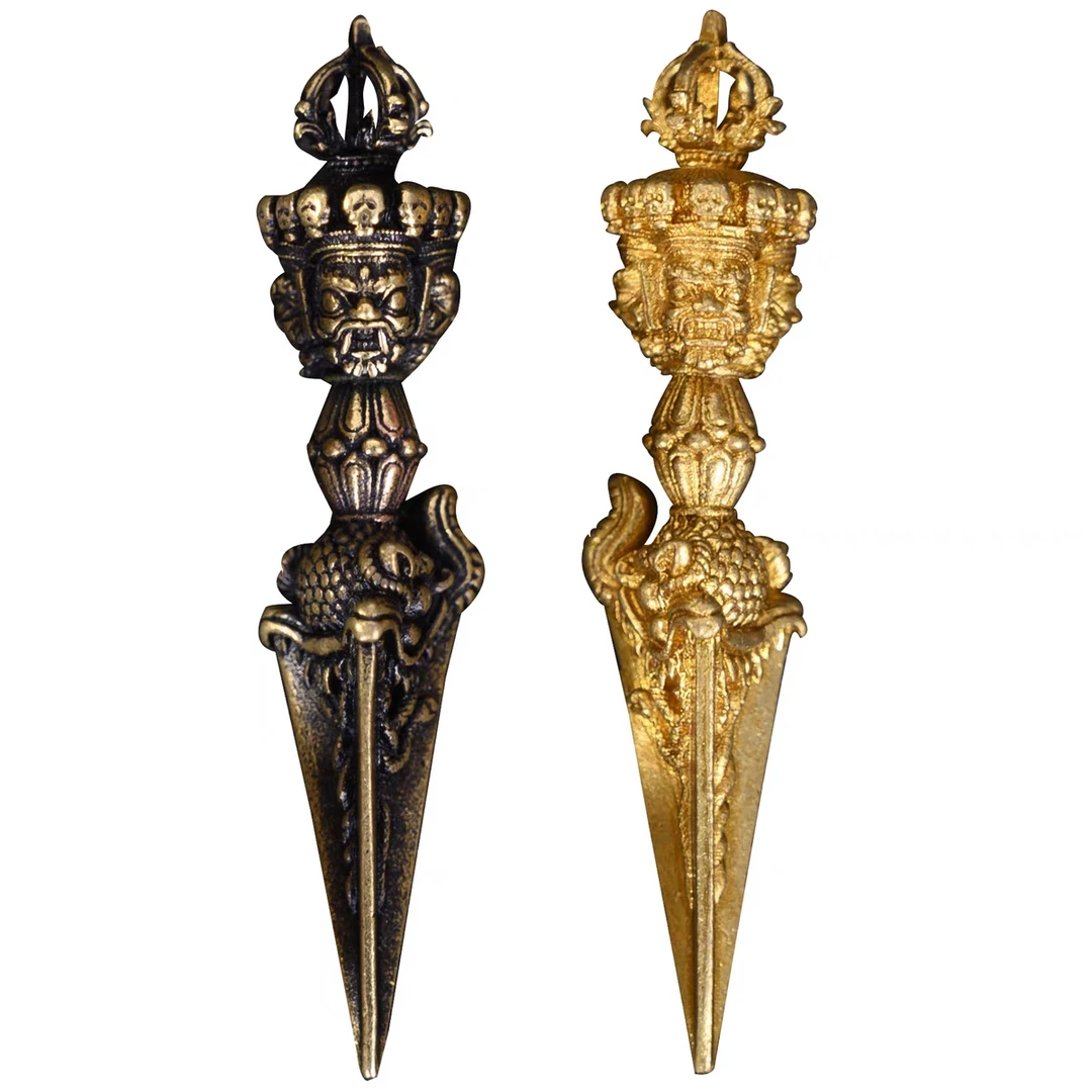 尼泊尔藏传杵纯铜撅吊坠降魔挂链带吊绳装饰摆件新中式