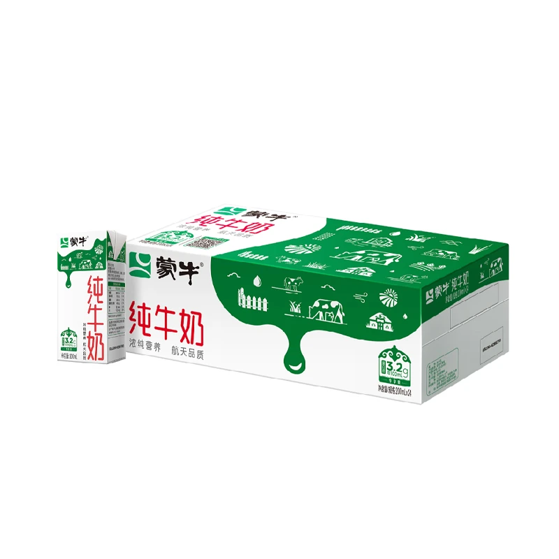 蒙牛纯牛奶无菌砖早餐奶200ml*24盒