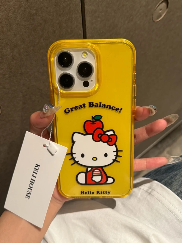 壳里KELI 大孔设计果冻黄头上苹果KT手机壳iphone15/14