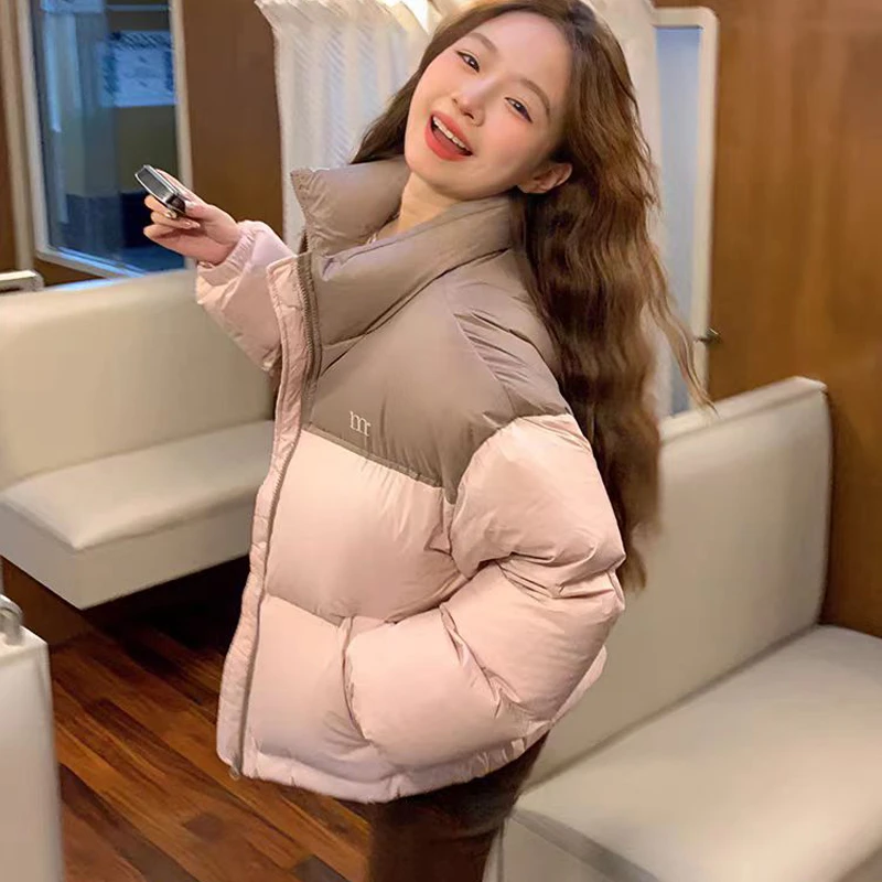 短款羽绒服女冬季2024新款拼接面包服小个子超好看小众加厚外套爆