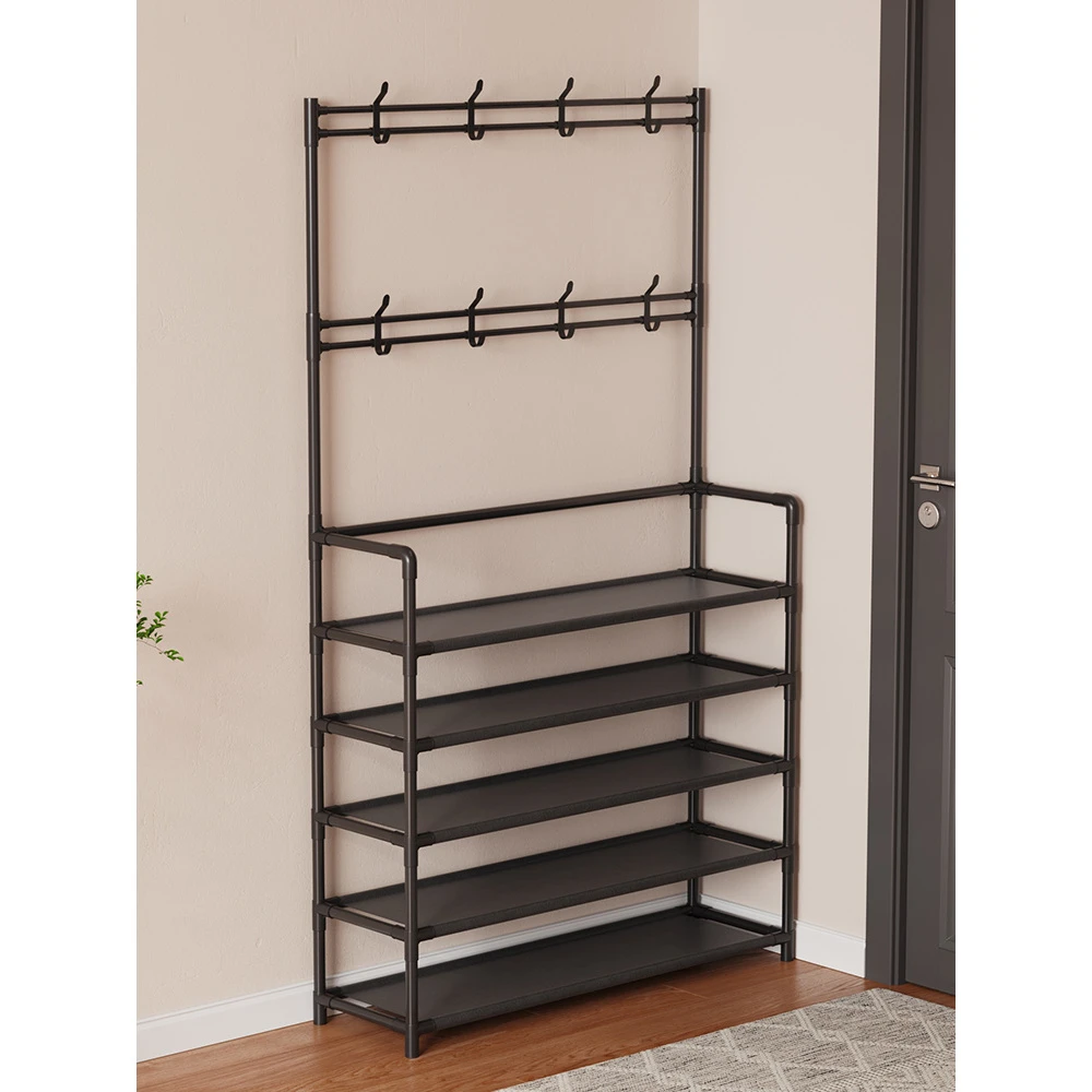鞋架子家用门口收纳架多层挂衣架出租房用入户一体鞋帽架简易鞋柜