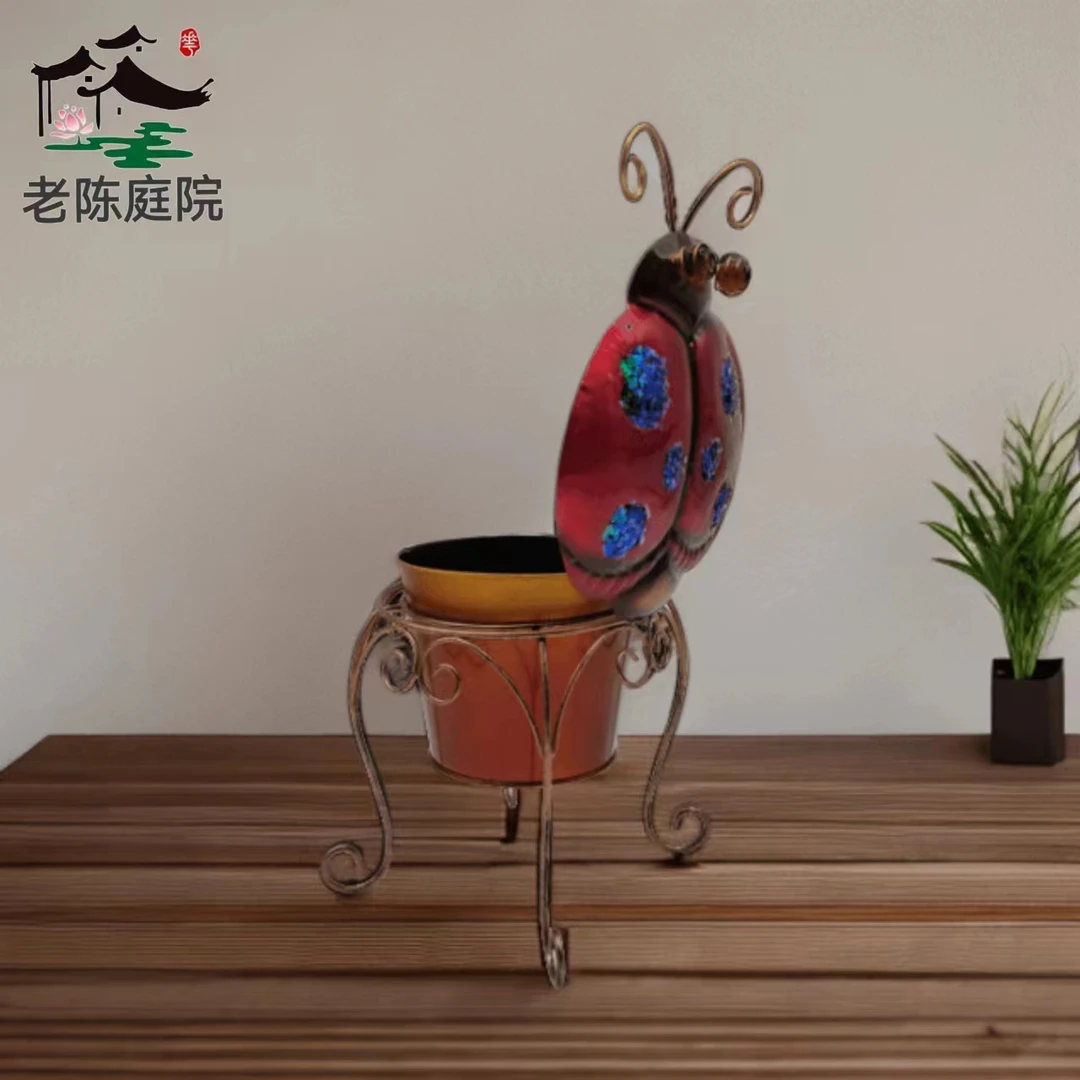 铁艺七星瓢虫花盆花架小置物架货架花盆花卉欧式花架