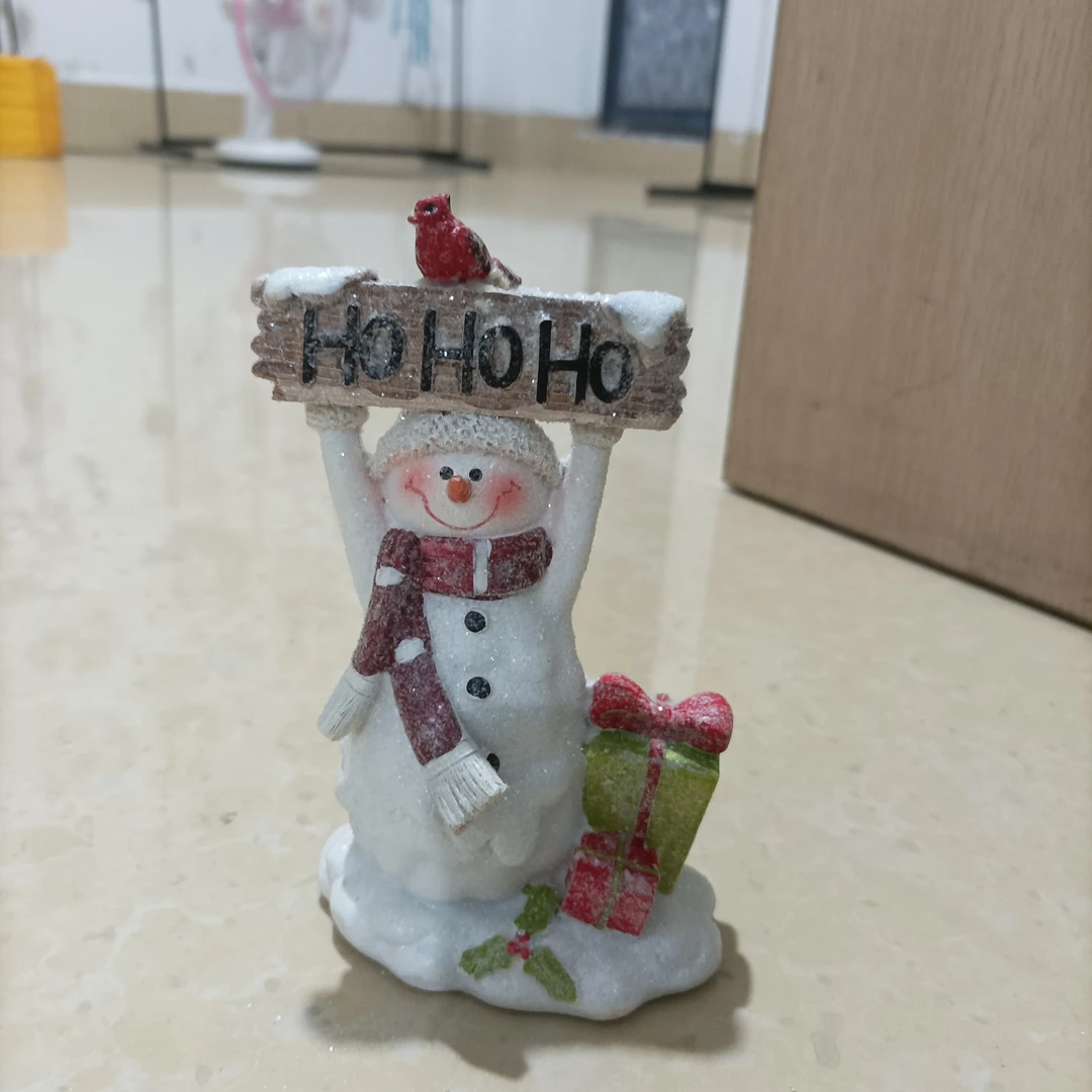 小雪人举牌子树脂花园庭院阳台户外工艺品摆件