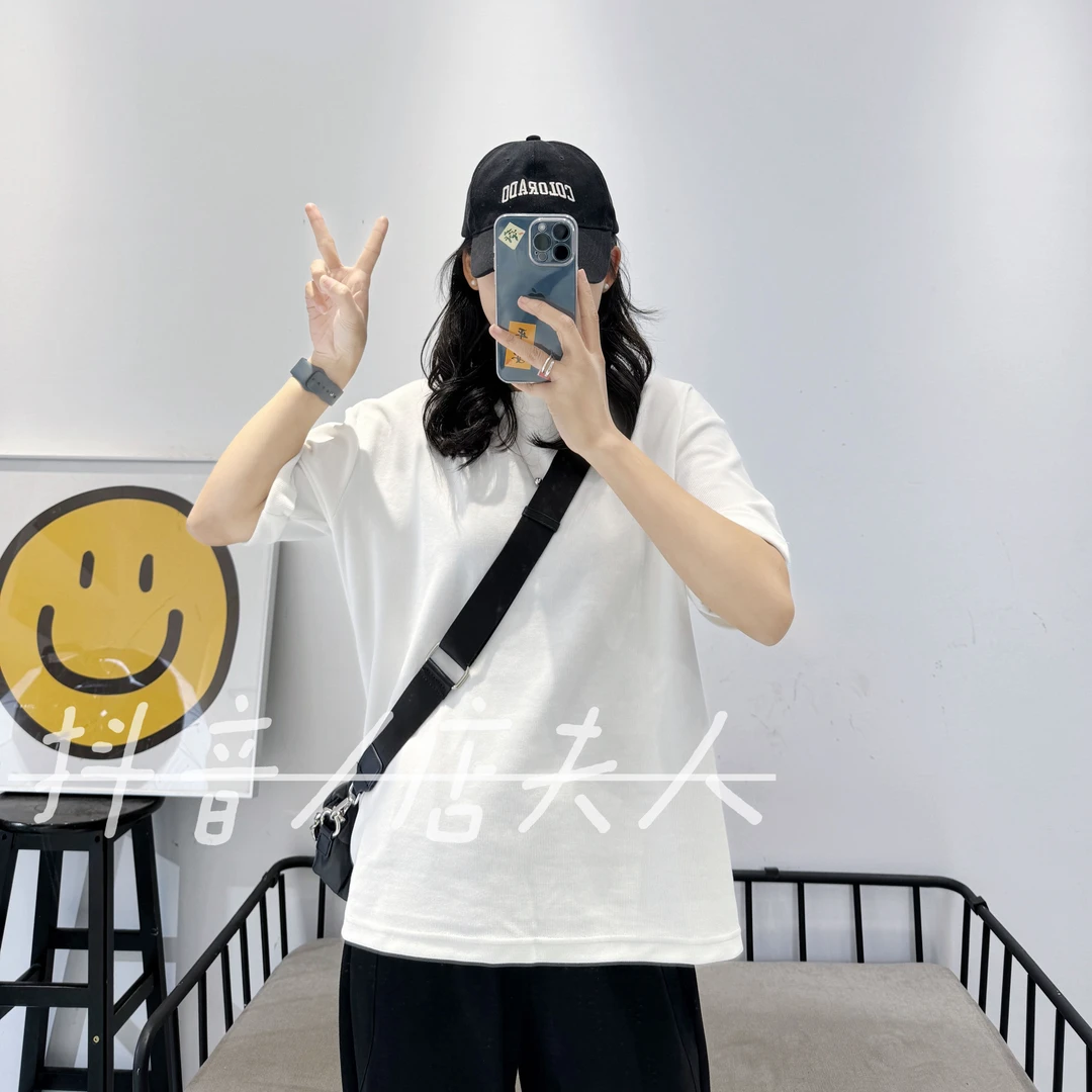 【店夫人定制】2024春季新款 女百搭休闲舒适显瘦圆领纯白T恤