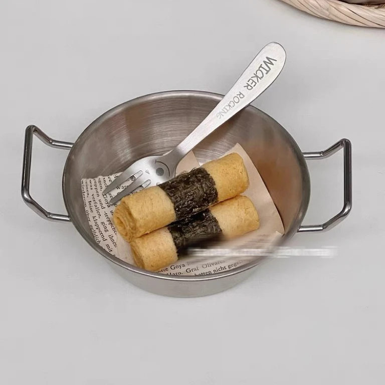 SUS 304韩式双耳米酒碗家用可煮不锈钢碗创意单人泡面碗带把手