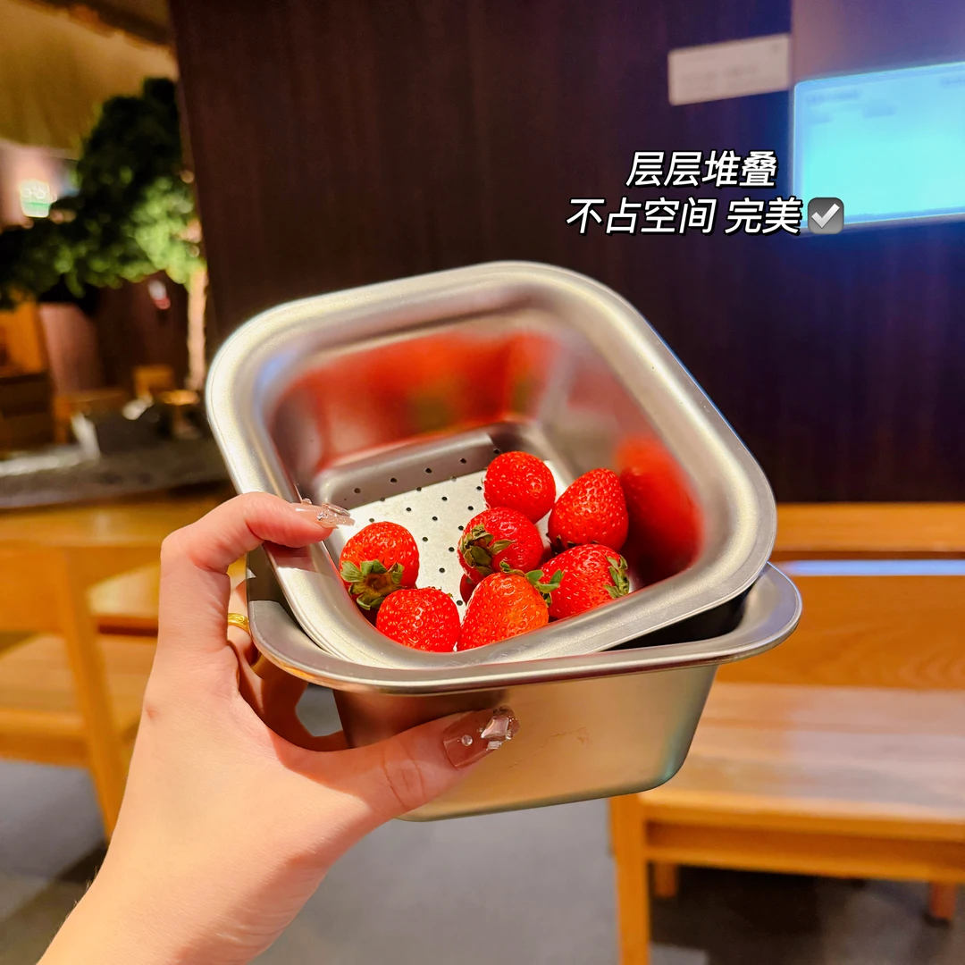 【双层】加厚不锈钢迷你沥水篮小号厨房多功能清洗水果篮家用水果盘