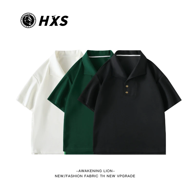 【HXS】原创设计师风短袖男士夏季薄款纯色短袖POLO衫百搭8045上衣