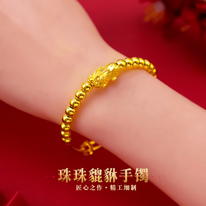 古法百搭复古珠珠串珠貔貅手镯时尚网红转运手环女ins