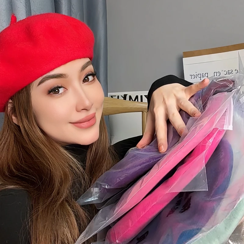 帽子女纯色羊毛贝雷帽女生冬季百搭蓓蕾帽日系文艺复古画家帽子