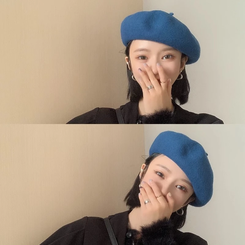 贝雷帽女秋冬英伦复古羊毛纯色洋气女士时尚帽子百搭韩版潮休闲