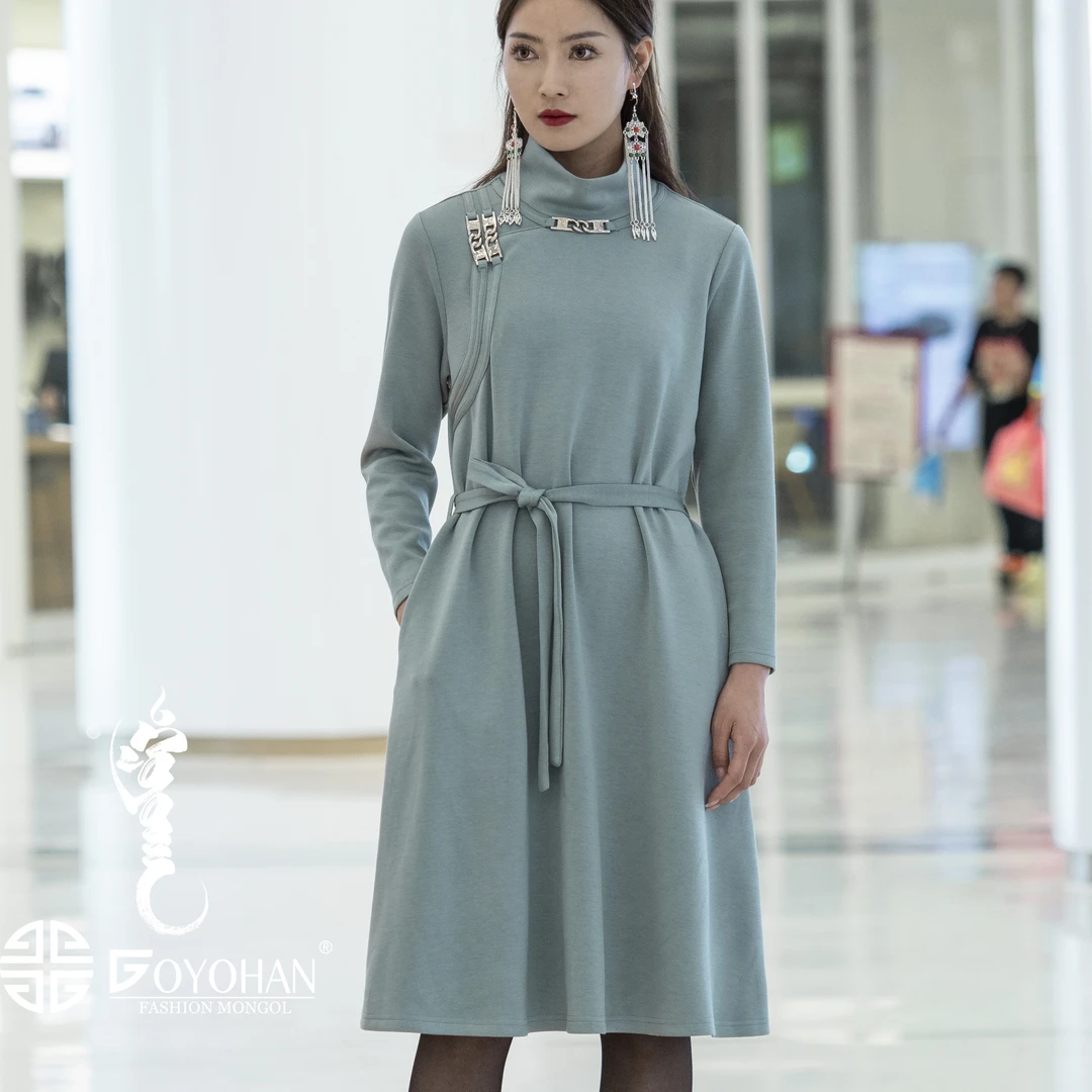 【高艺汗】轻民族元素针织高领显瘦连衣裙 0931