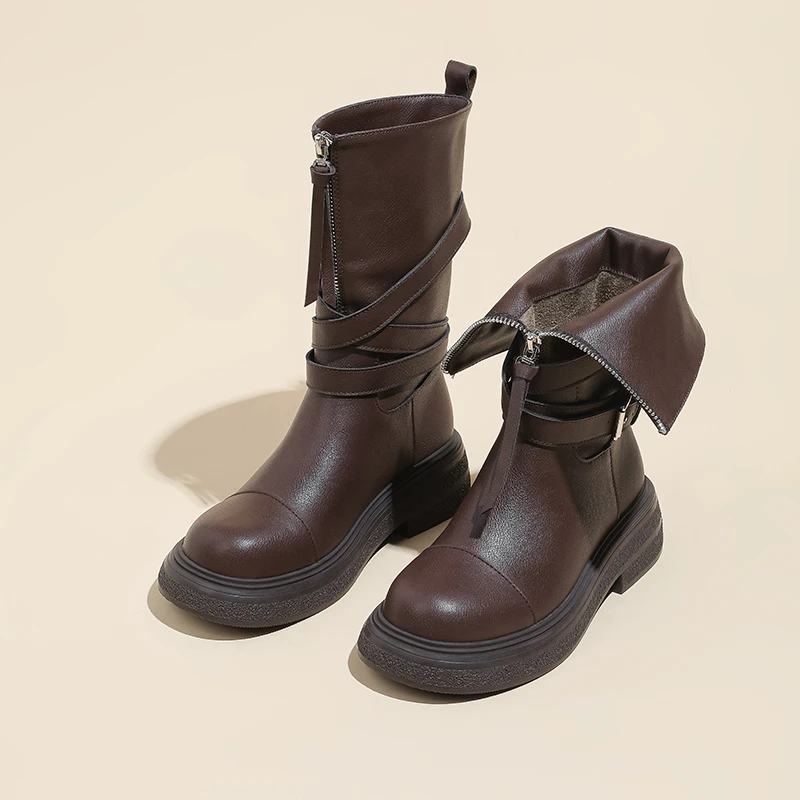 英伦风马丁靴女款2024新款秋冬季厚底机车靴弹力瘦瘦小腿短靴