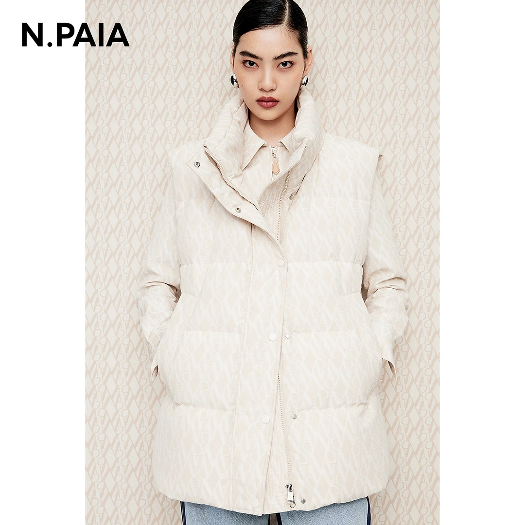 恩派雅2023秋冬新款原创老花logo双色提花马甲外套XNIAAY006B