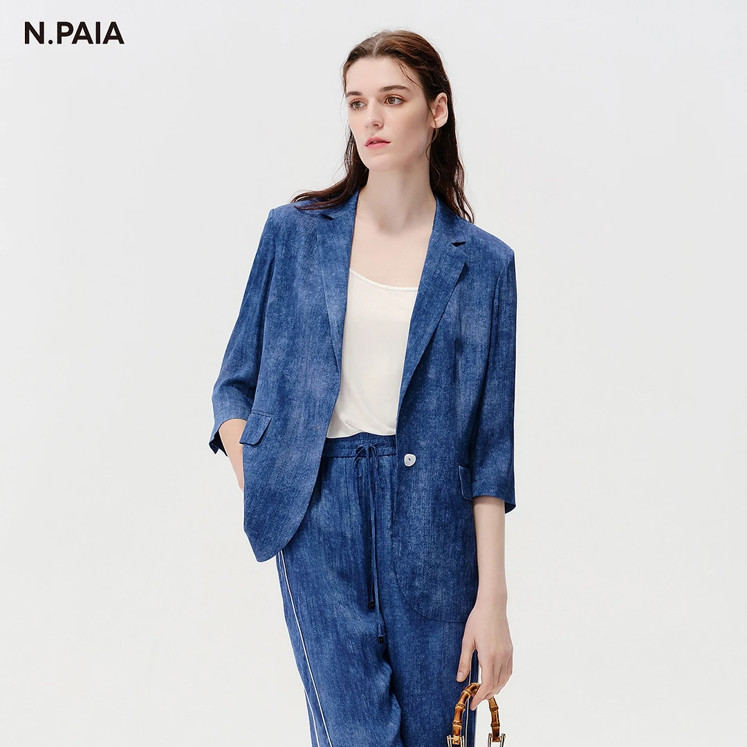 【桑蚕丝】恩派雅24新款独家花型七分袖西装短外套女XNJES1127A