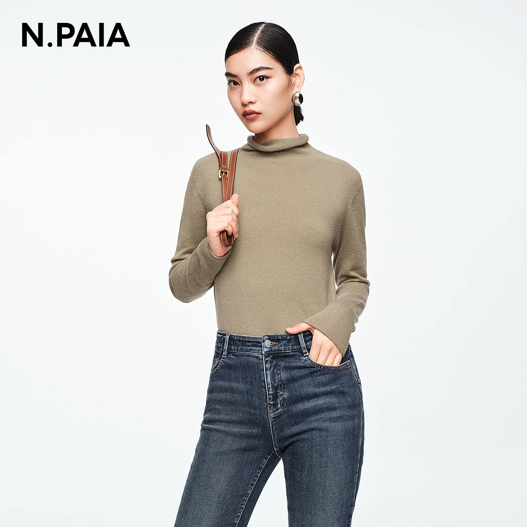 N.Paia恩派雅2023秋冬烫钻长袖针织打底衫XNIIW9551A