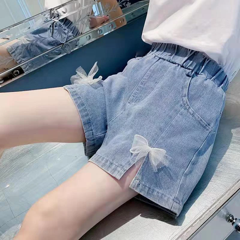 女童牛仔短裤2023夏装新款中大童高腰显瘦短裤女宝宝洋气百搭裤子